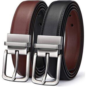 Bulliant Reversible Leather Belt for Men Adjustable Cut to Fit Dress Belt